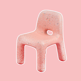 Pink textured Confetti Kids chair on a pink background