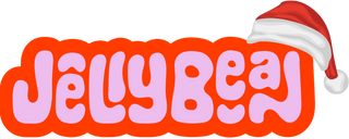 Jellybean logo with a Santa hat on a white background
