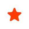 Red star shape on a white background